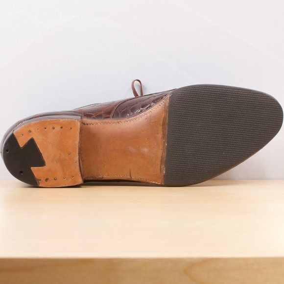 [SOLD] BANISTER ALLIGATOR 🐊 🇺🇸 Split-Toe Norwegian 1960s Size 8.5 Like New - Picture 7 of 9